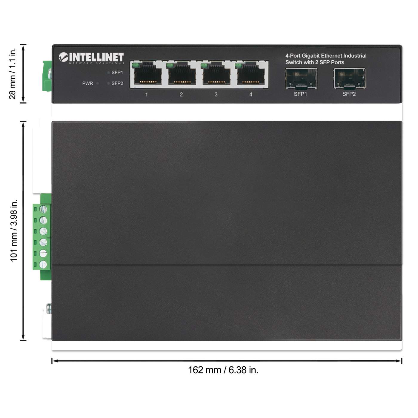 Industrial 4-Port Gigabit RJ45 + 2-Port Gigabit SFP Unmanagement Ethernet  Switch Din Rail Mount - LINKOH
