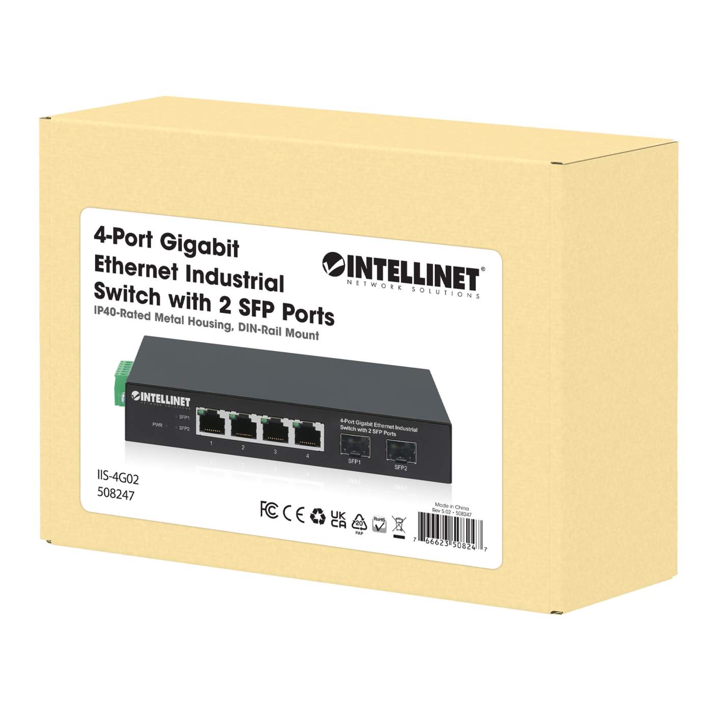 Industrial Gigabit Network Switch 4 Ports PoE + 2-Port Gigabit SFP