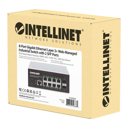 Industrial 8-Port Gigabit Ethernet Layer 2+ Web-Managed Switch with 2 SFP Ports Packaging Image 2