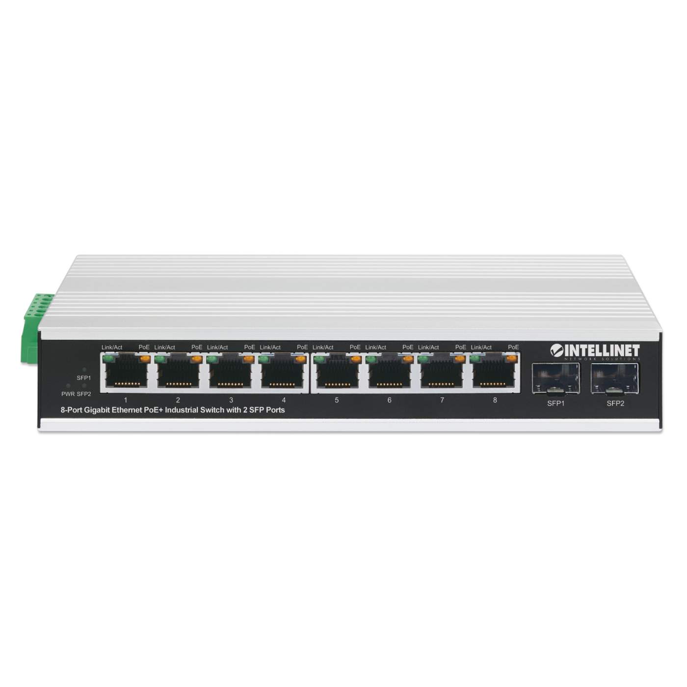 Industrial 8-Port Gigabit Ethernet PoE+ Switch with 2 SFP Ports Image 4