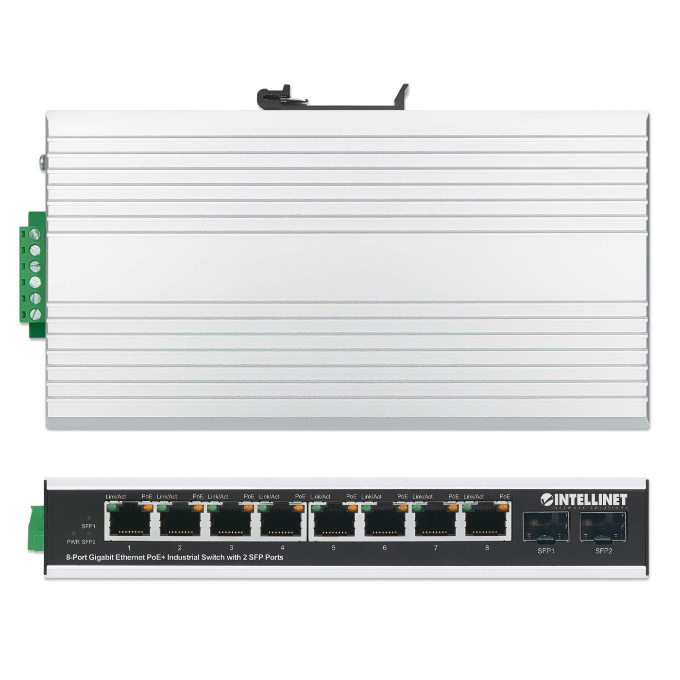 Industrial 8-Port Gigabit Ethernet PoE+ Switch with 2 SFP Ports Image 6