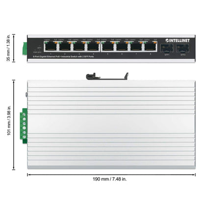 Industrial 8-Port Gigabit Ethernet PoE+ Switch with 2 SFP Ports Image 7