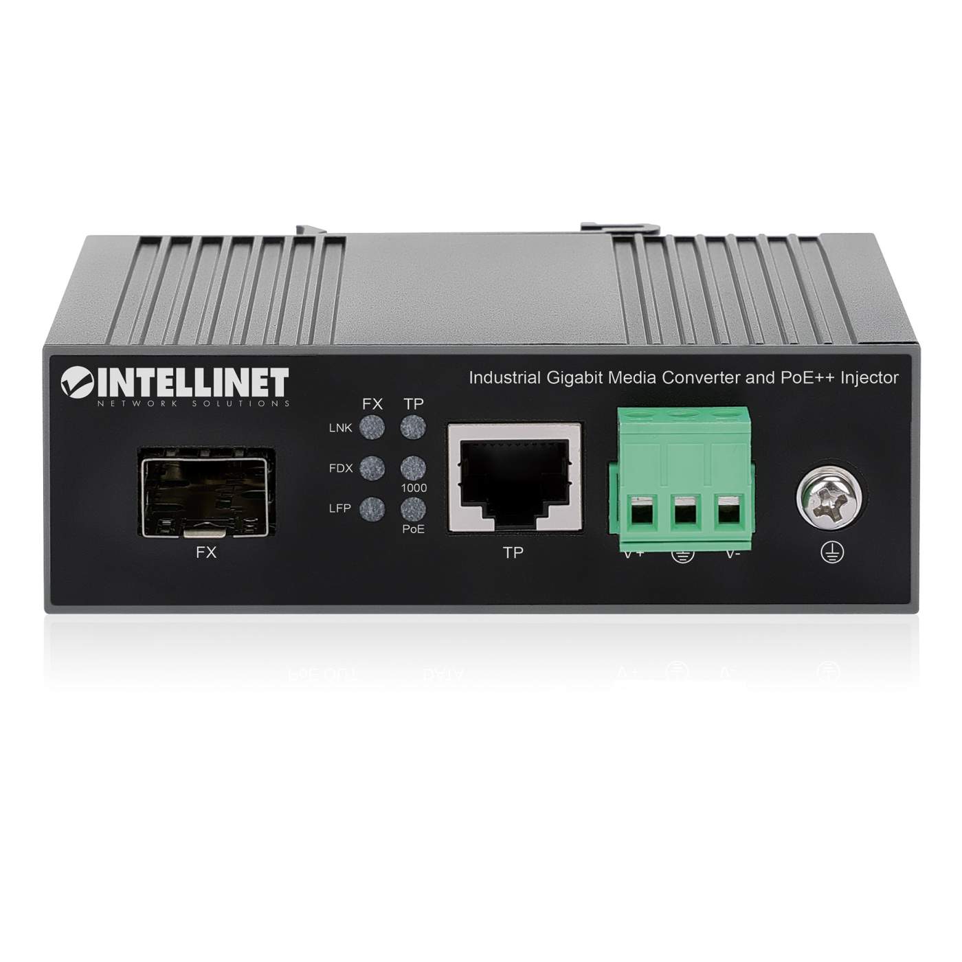 Industrial GbE Media Converter & PoE++ Injector