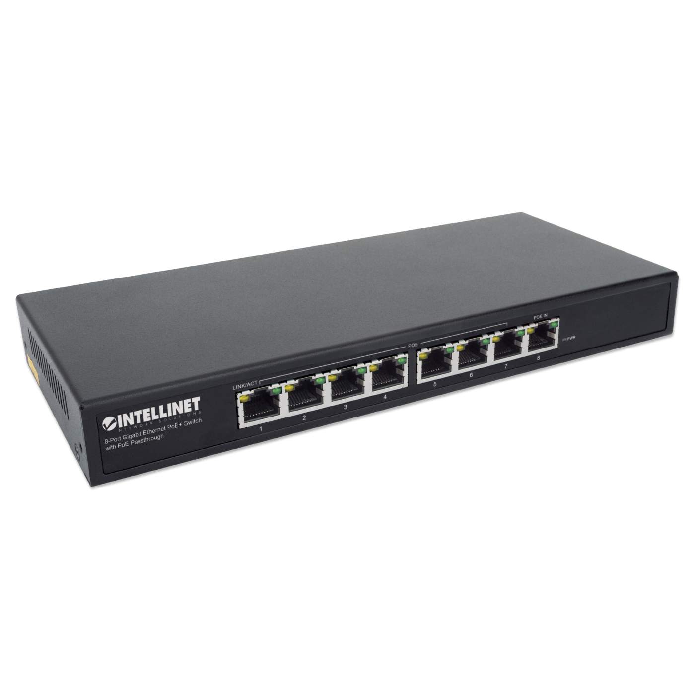 PoE-Powered 8-Port Gigabit Ethernet PoE+ Switch with PoE Passthrough