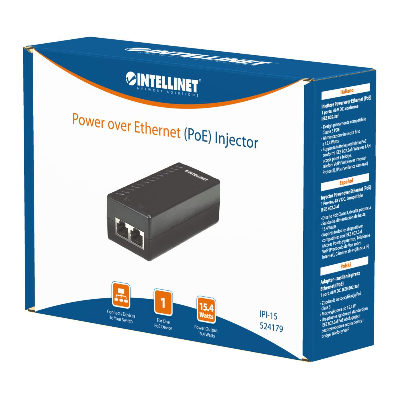Intellinet 524179 1-Port PoE Injector